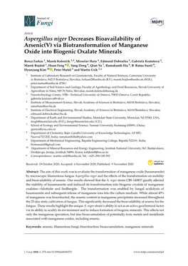 Aspergillus Niger Decreases Bioavailability of Arsenic(V) Via Biotransformation of Manganese Oxide Into Biogenic Oxalate Minerals