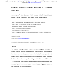 Identification of Chlorophyll A-B Binding Protein AB96 As a Novel Tgfβ1