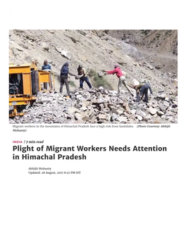 Plight of Migrant Workers Needs Attention in Himachal Pradesh
