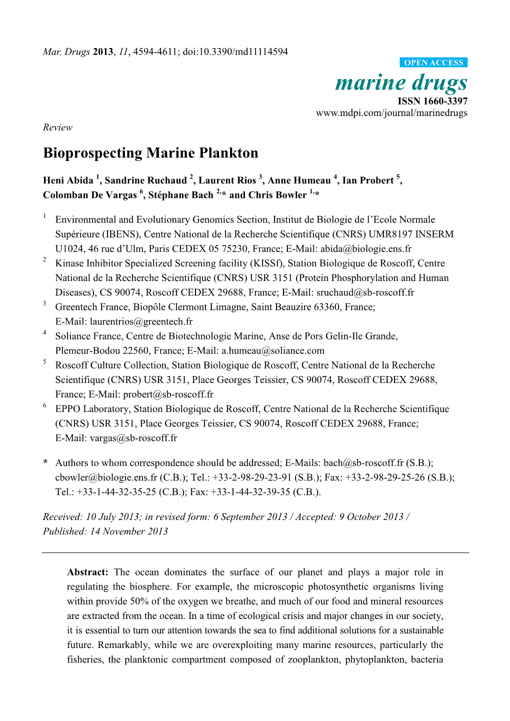 Bioprospecting Marine Plankton