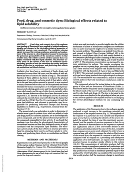 Food, Drug, and Cosmetic Dyes: Biological Effects Related to Lipid