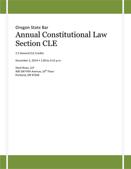 Oregon State Bar Annual Constitutional Law Section CLE