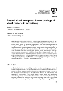 A New Typology of Visual Rhetoric in Advertising