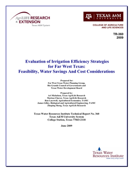 Evaluation of Irrigation Efficiency Strategies for Far West Texas: Feasibility, Water Savings and Cost Considerations