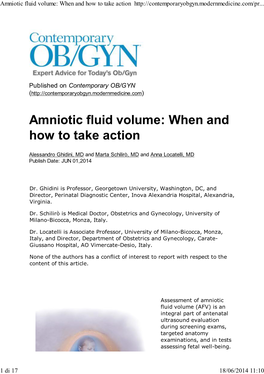 Amniotic Fluid Volume: When and How to Take Action