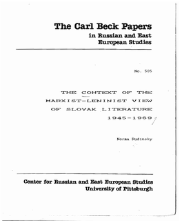 The Carl Beck Papers in Russian and East European Studies