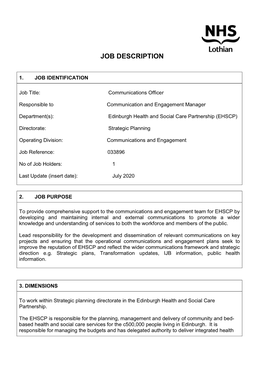 033896 Lothian Job Description