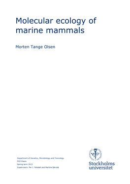 Molecular Ecology of Marine Mammals