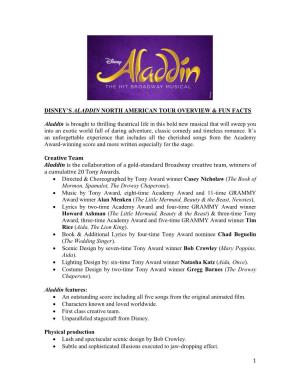 Disney's Aladdin North American Tour Overview & Fun Facts