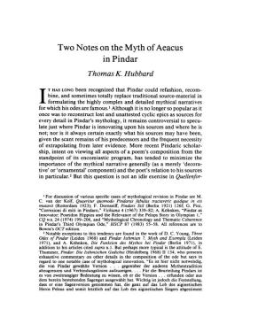 Two Notes on the Myth of Aeacus in Pindar , Greek, Roman and Byzantine Studies, 28:1 (1987:Spring) P.5