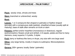 Arecaceae – Palm Family