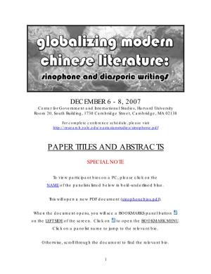 Globalizing Modern Chinese Literature: Sinophone and Diasporic Writings