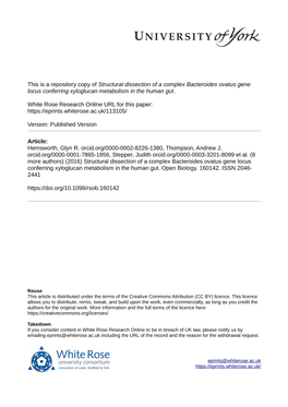 Structural Dissection of a Complex Bacteroides Ovatus Gene Locus Conferring Xyloglucan Metabolism in the Human Gut