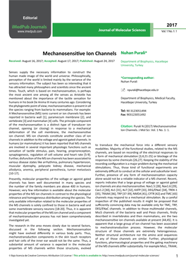 Mechanosensitive Ion Channels Nuhan Purali*