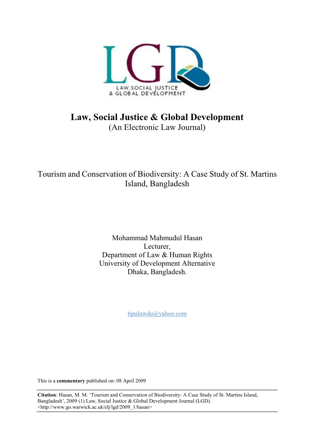 Law, Social Justice & Global Development