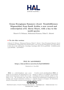 Acari: Trombidiformes: Stigmaeidae) from Saudi Arabia; a New Record and Redescription of E