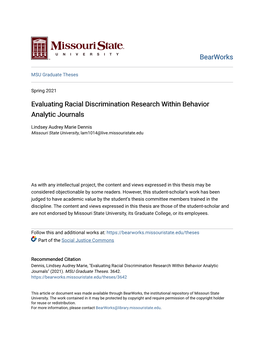Evaluating Racial Discrimination Research Within Behavior Analytic Journals
