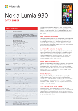 Nokia Lumia 930 Data Sheet