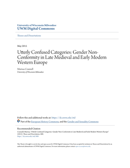 Gender Non-Conformity in Late Medieval and Early Modern Western Europe" (2015)
