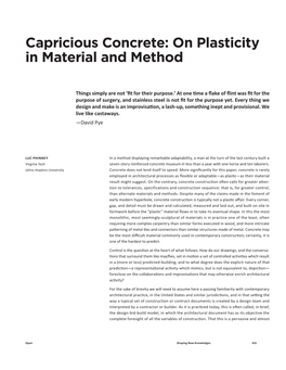 Capricious Concrete: on Plasticity in Material and Method