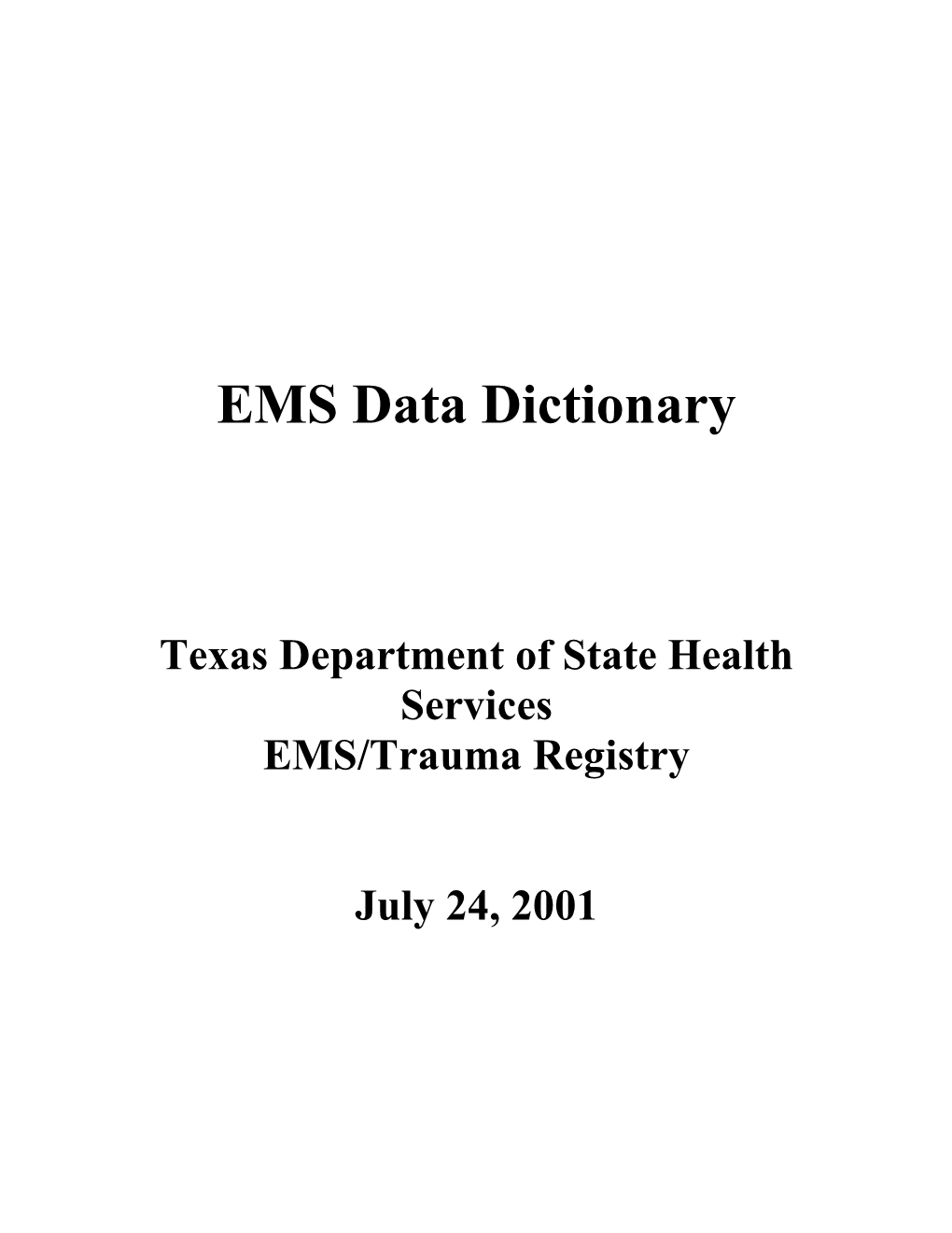 EMS Data Dictionary