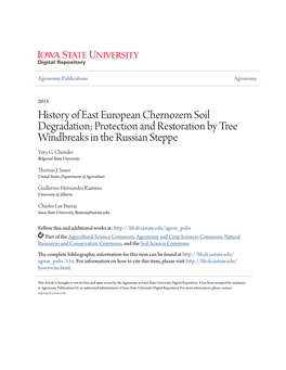 History of East European Chernozem Soil Degradation; Protection and Restoration by Tree Windbreaks in the Russian Steppe Yury G