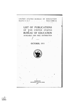 List of Publications of the United States Bureau of Education Available for Free Distribution