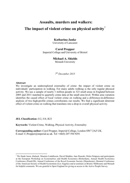 The Impact of Violent Crime on Physical Activity*
