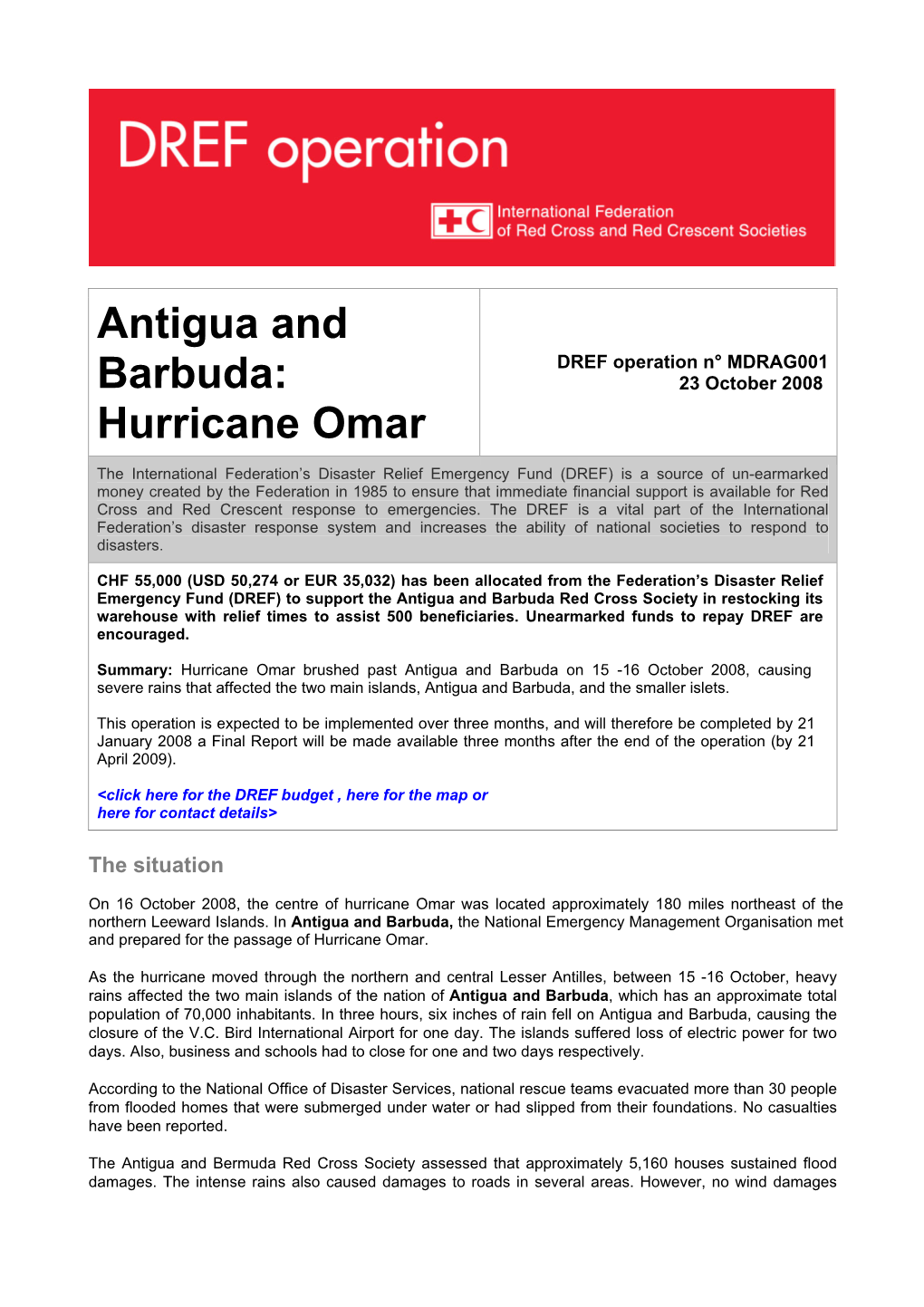 Antigua and Barbuda: Hurricane Omar MDRAG001