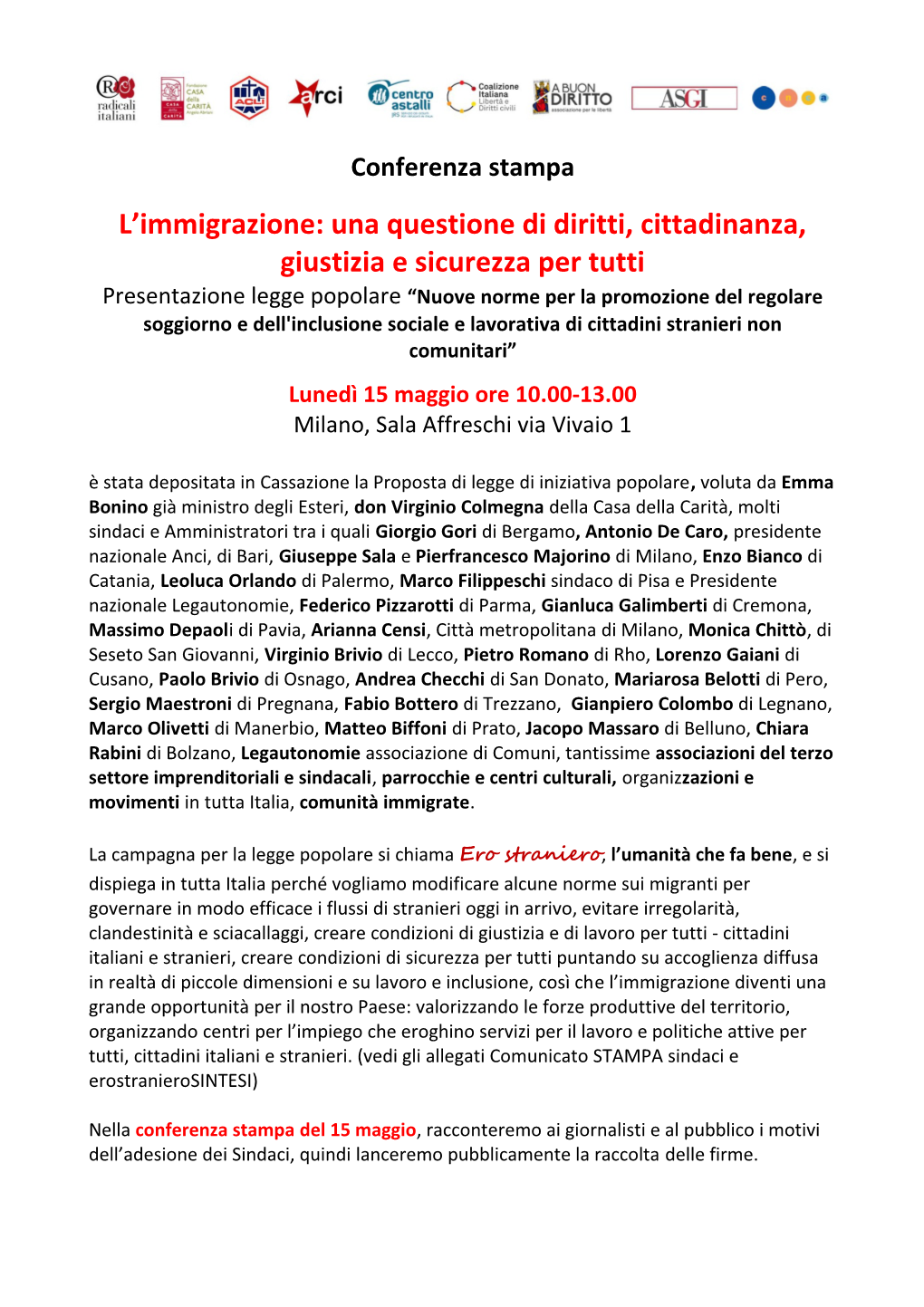 Annuncio Conferenza Stampa