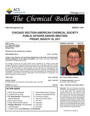 Chicago Section American Chemical Society Public Affairs Award Meeting FRIDAY, MARCH 18, 2011