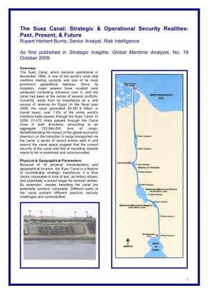 The Suez Canal: Strategic & Operational Security Realities
