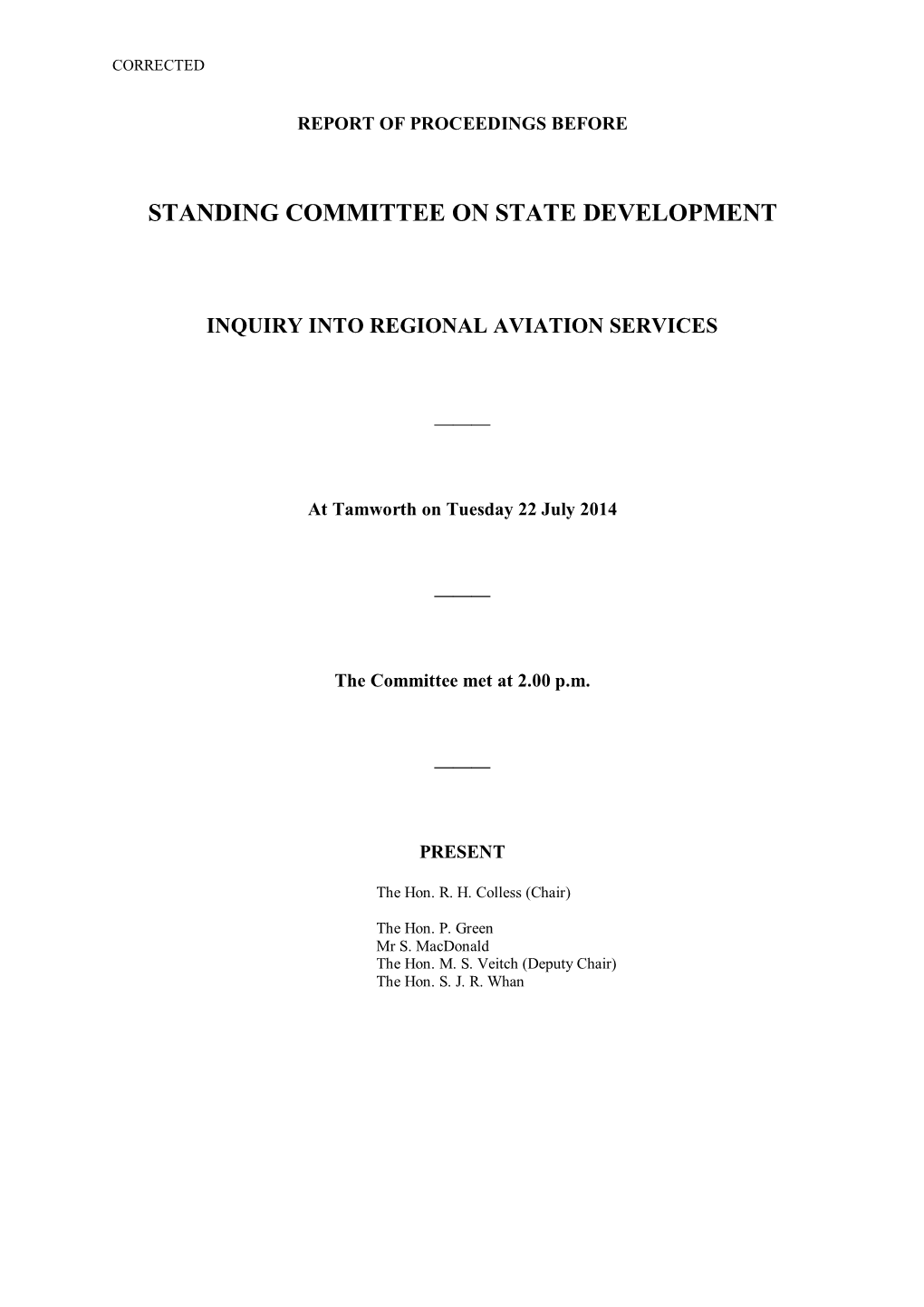 Standing Committee on State Development