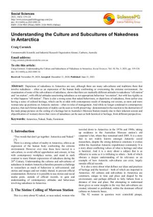 Understanding the Culture and Subcultures of Nakedness in Antarctica