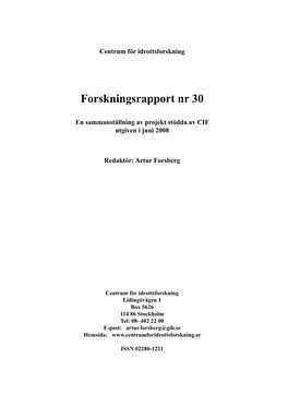 Forskningsrapport Nr 30