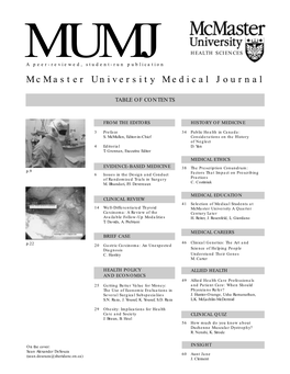 Mcmaster University Medical Journal