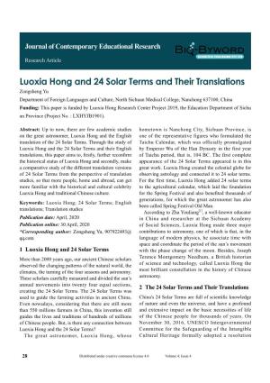 Luoxia Hong and 24 Solar Terms and Their Translations