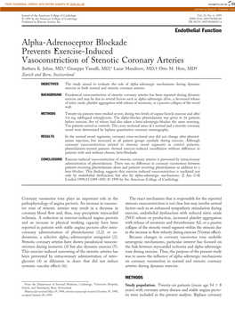 Alpha-Adrenoceptor Blockade Prevents Exercise-Induced Vasoconstriction of Stenotic Coronary Arteries Barbara K