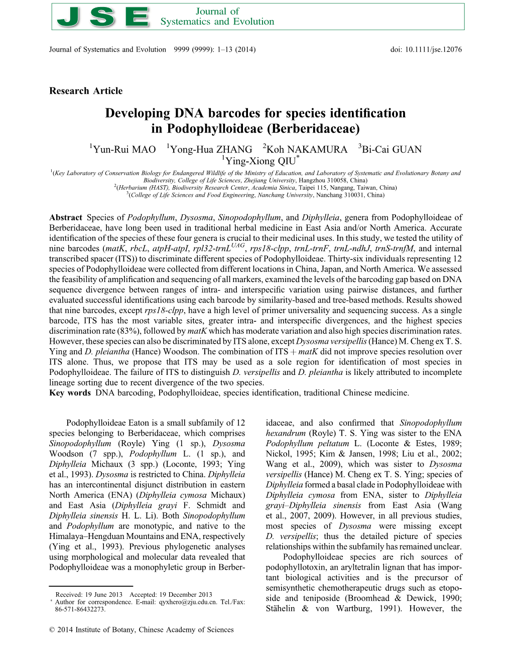 Developing DNA Barcodes for Species Identification In