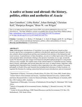 The History, Politics, Ethics and Aesthetics of Acacia
