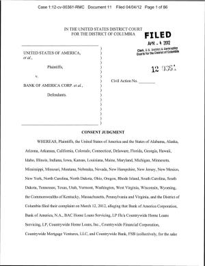 Consent Decree in United States V. Bank of America Corp., Citibank, NA, Jpmorgan Chase and Co., Ally Financial, Inc. and Wells F