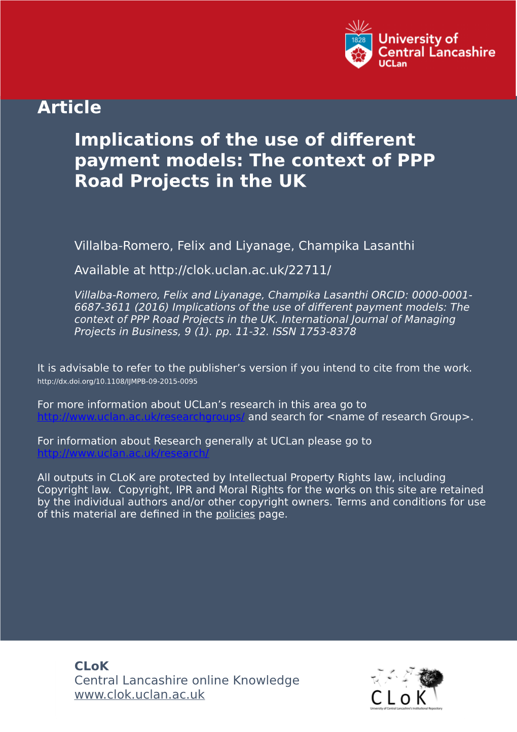 The Context of PPP Road Projects in the UK