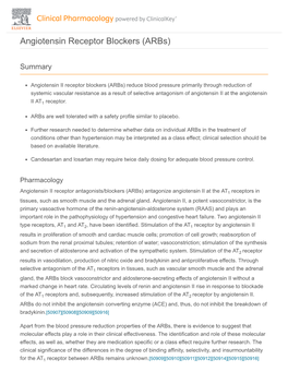 Angiotensin Receptor Blockers (Arbs)