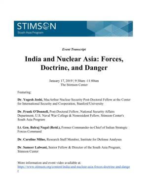 India and Nuclear Asia: Forces, Doctrine, and Danger