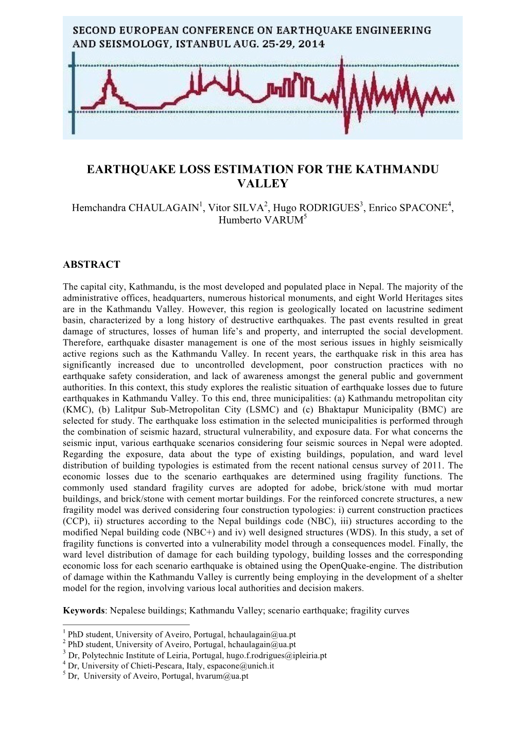 Earthquake Loss Estimation for the Kathmandu Valley