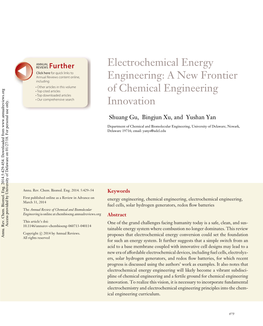 Electrochemical Energy Engineering: a New Frontier of Chemical Engineering Innovation