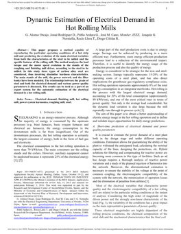 Dynamic Estimation of Electrical Demand in Hot Rolling Mills G