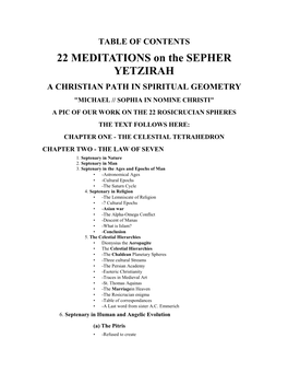Twenty Two Meditations on the Sepher Yetsirah\374