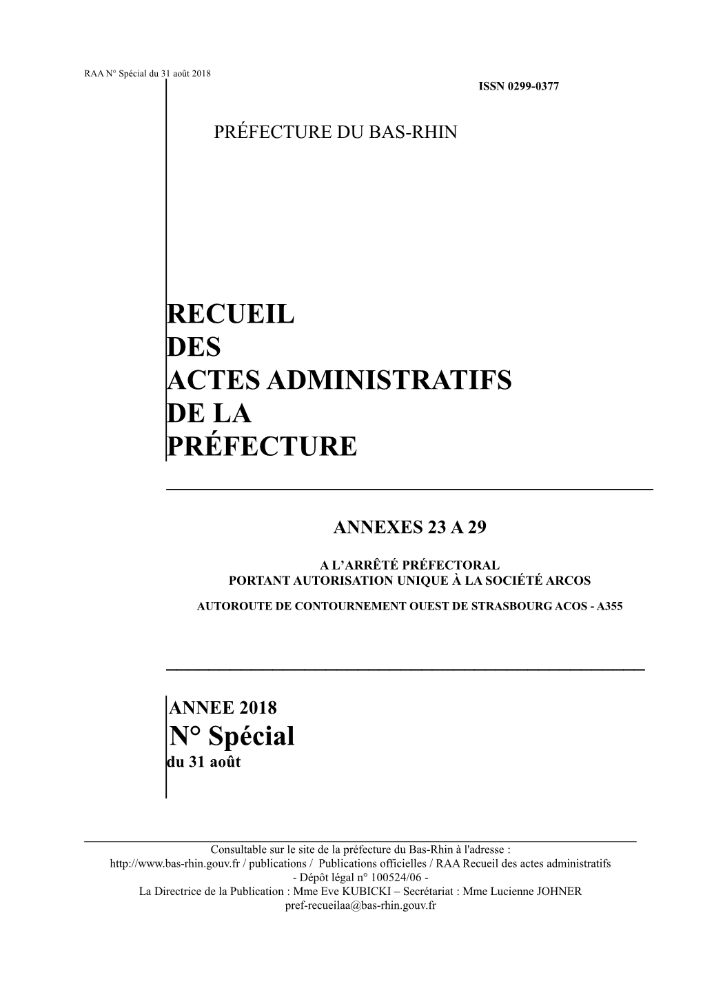 Recueil Des Actes Administratifs De La Préfecture