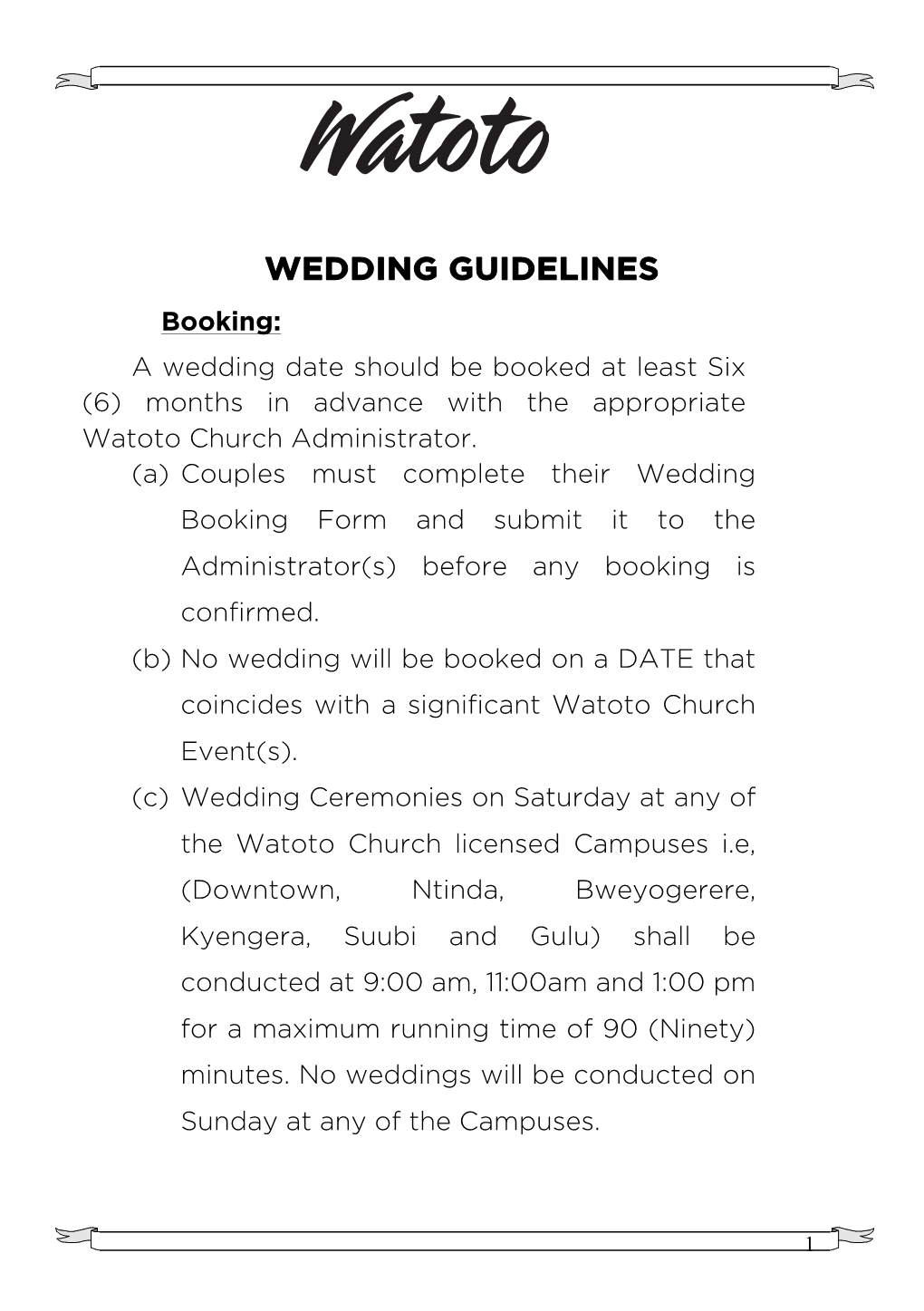 WC- Wedding Guidelines